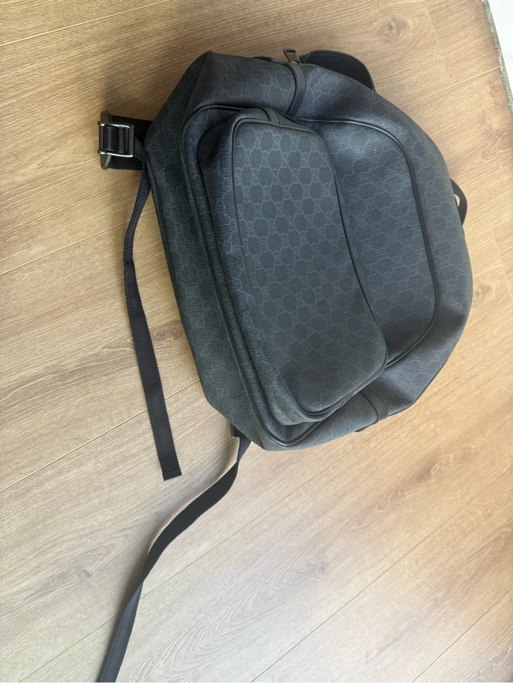 Gucci Black Monogram Canvas Backpack